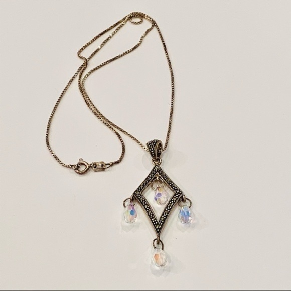 Sterling silver marcasites faceted crystals dangle - Picture 1 of 12